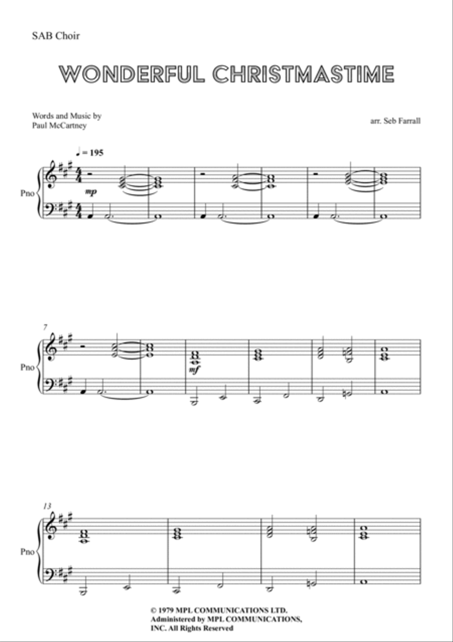 Wonderful Christmastime 3-Part scores gallery preview page 1