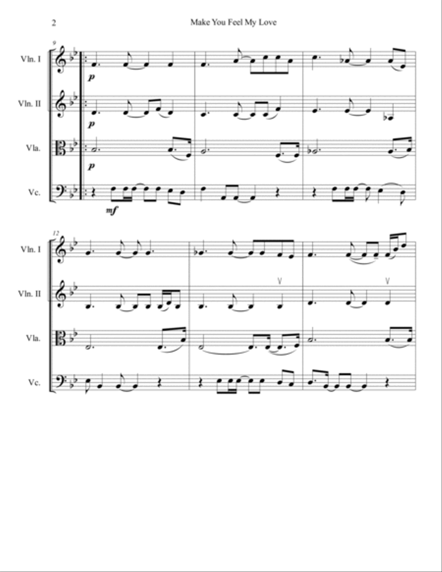 Make You Feel My Love String Quartet scores gallery preview page 3