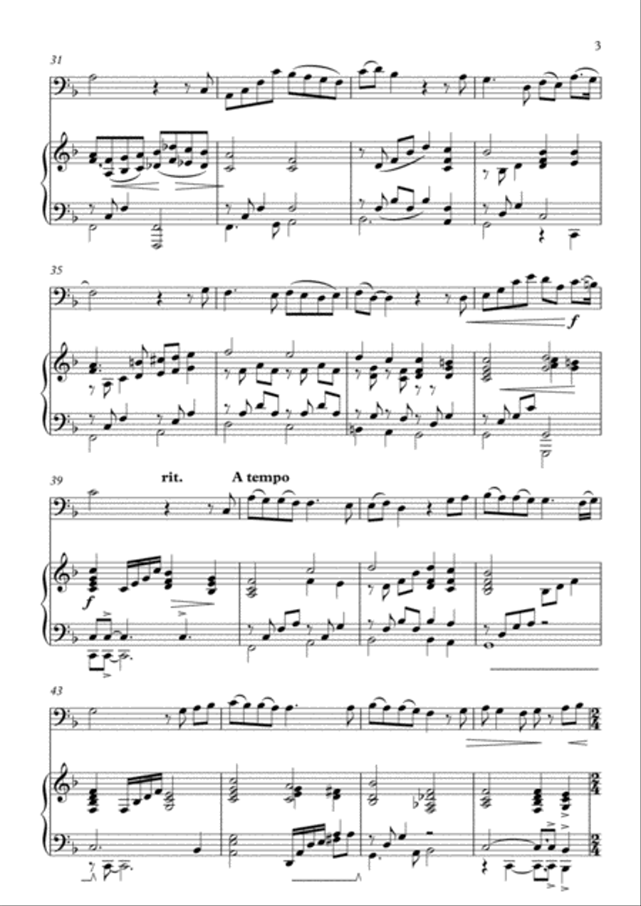 'Hiraeth' for Euphonium solo with piano accompaniment Euphonium scores gallery preview page 3