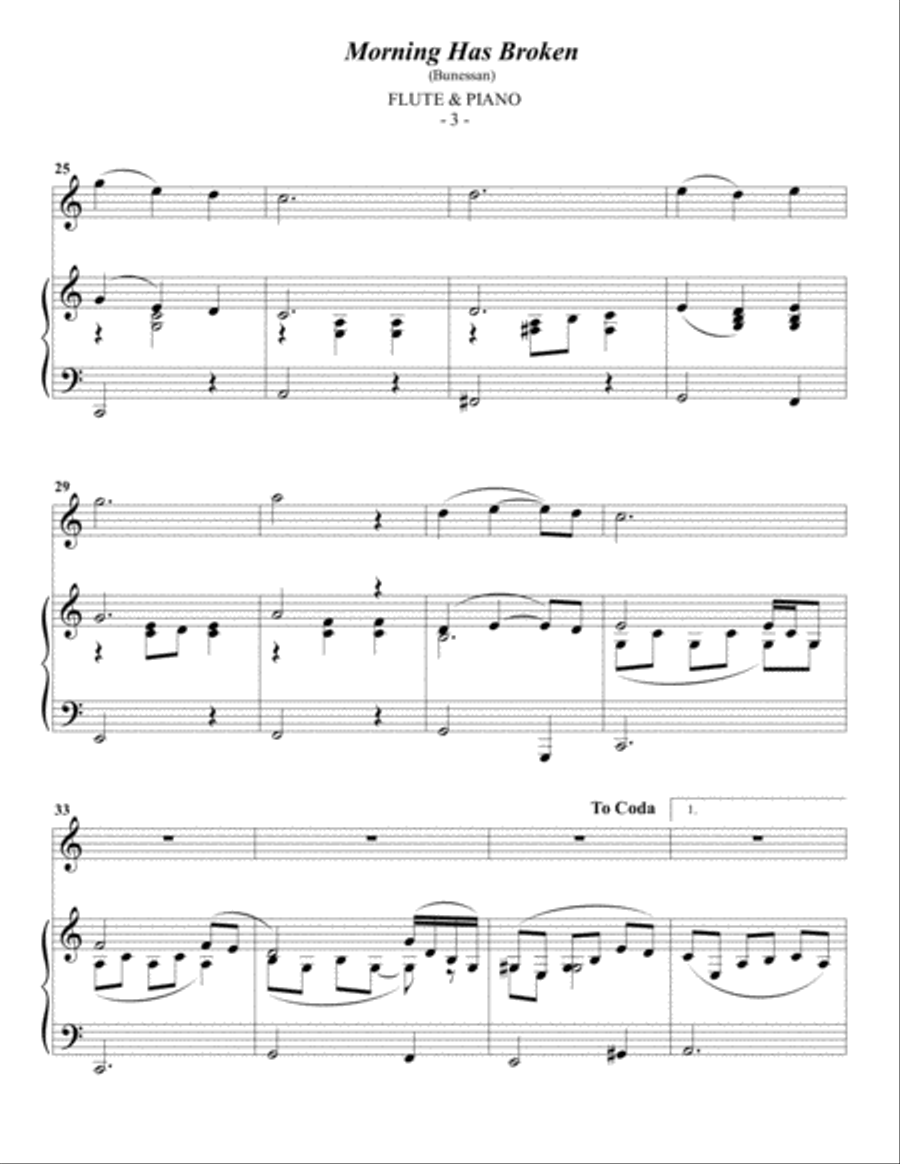 Morning Has Broken Flute Solo scores gallery preview page 3