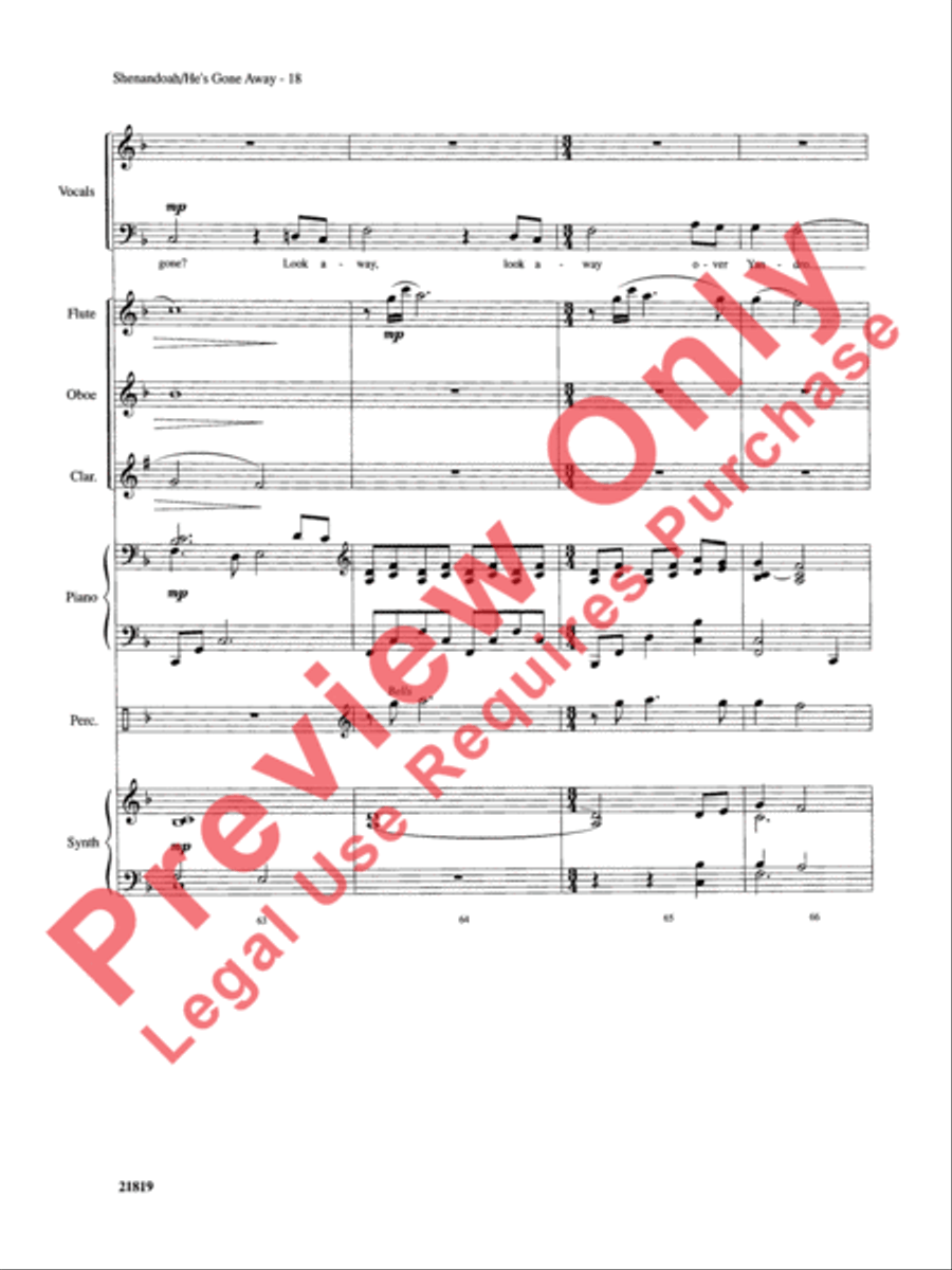 Shenandoah / He's Gone Away Choir scores gallery preview page 19