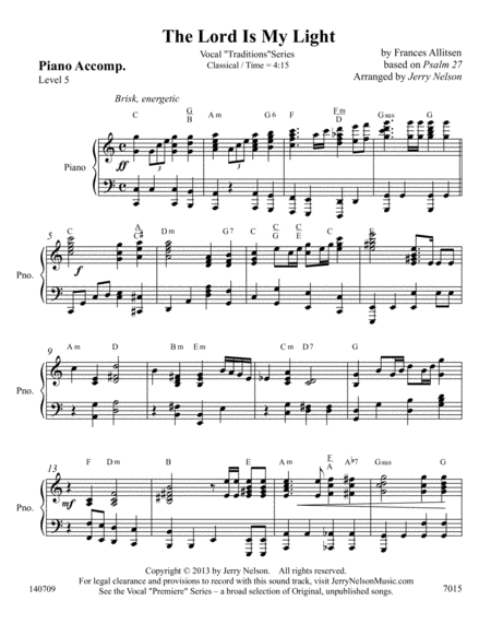 The Lord Is My Light (Arrangements Level 3-5 for CLARINET + Written Acc) Hymns image number null