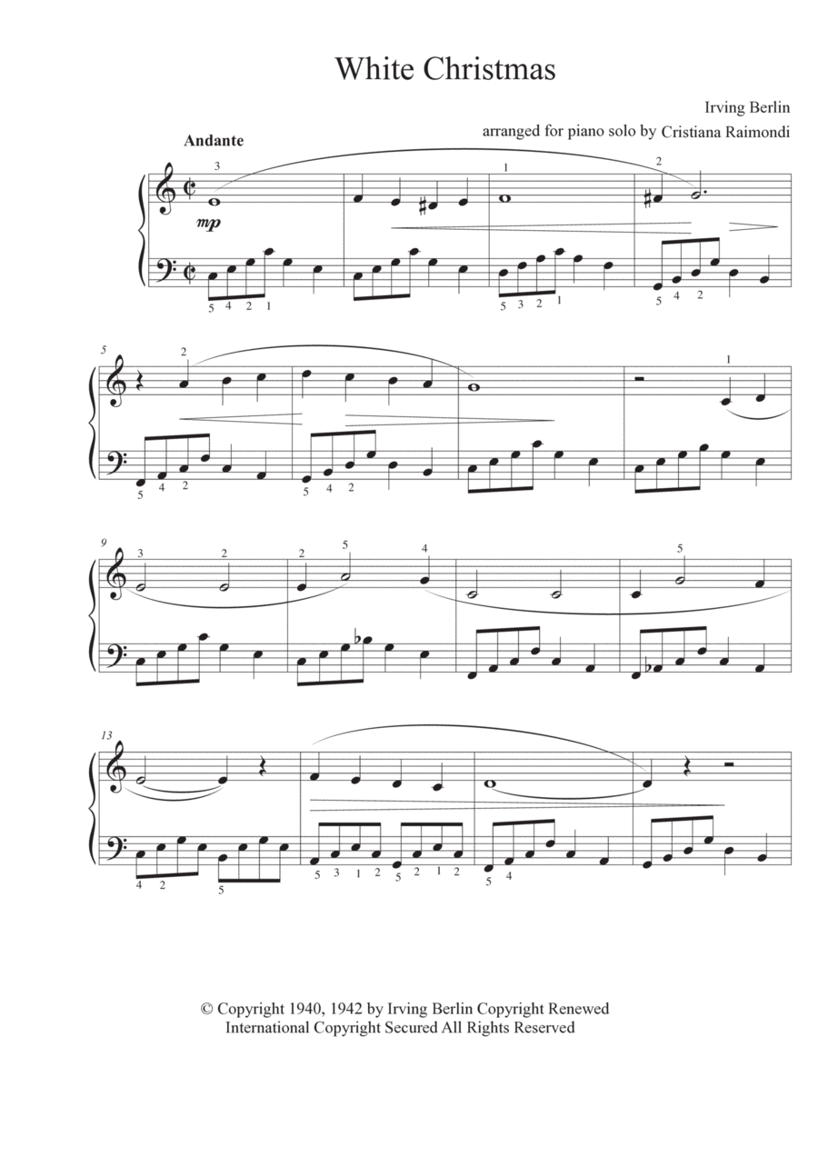 White Christmas Easy Piano scores gallery preview page 1