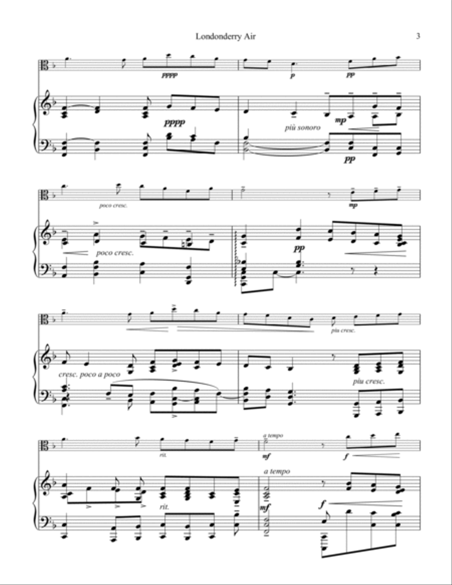 Londonderry air for viola and piano Piano Accompaniment scores gallery preview page 3