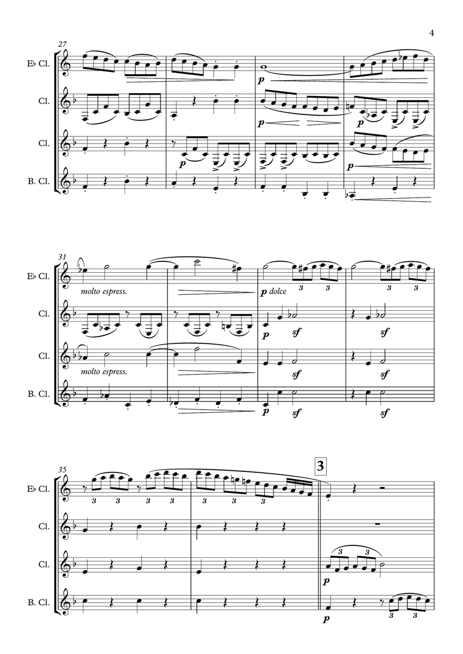 BEETHOVEN - Sonata Patética Nº 8 - III MOV. - Clarinet Quartet Clarinet Quartet scores gallery preview page 5