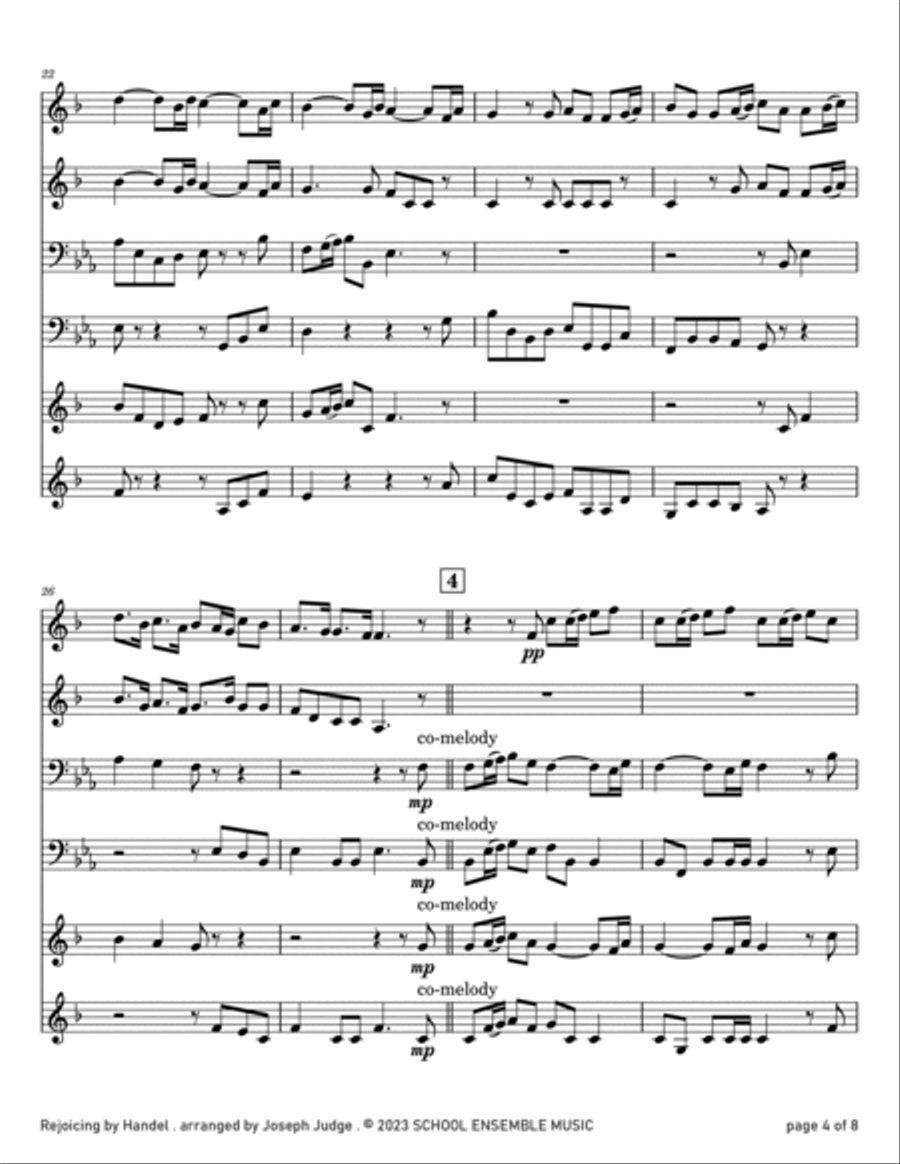 Rejoicing by Handel for Brass Quartet in Schools Brass Quartet scores gallery preview page 4