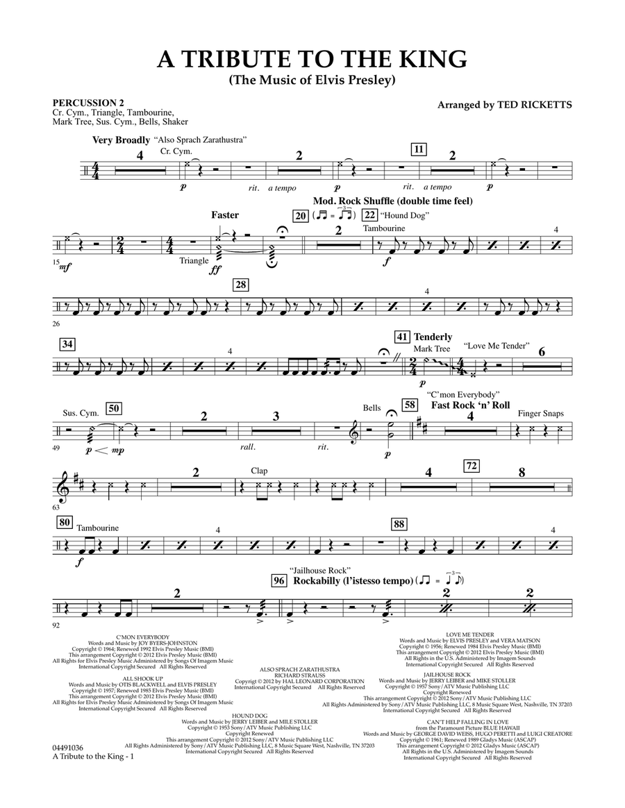 A Tribute to the King (The Music of Elvis Presley) - Percussion 2 Full Orchestra scores gallery preview page 1