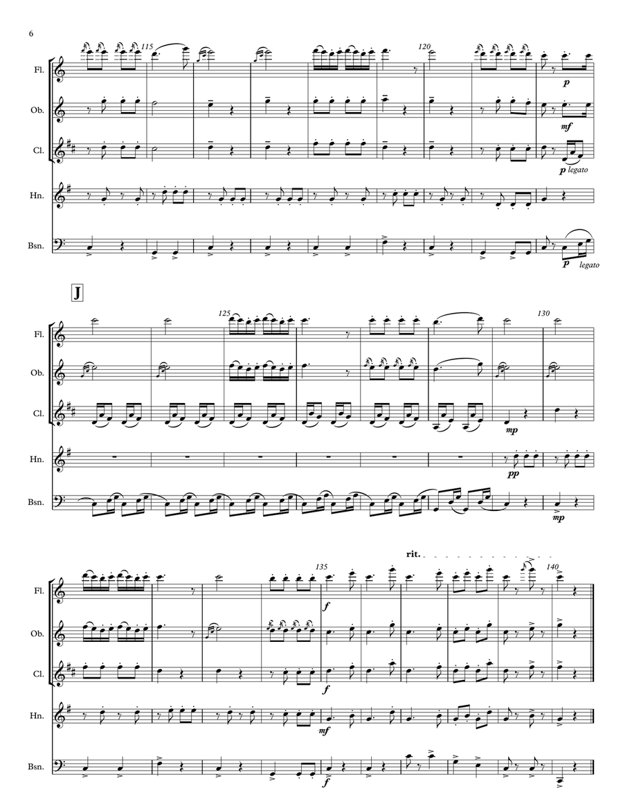 RONDO ALLA TURCA for Woodwind Quintet Woodwind Quintet scores gallery preview page 6