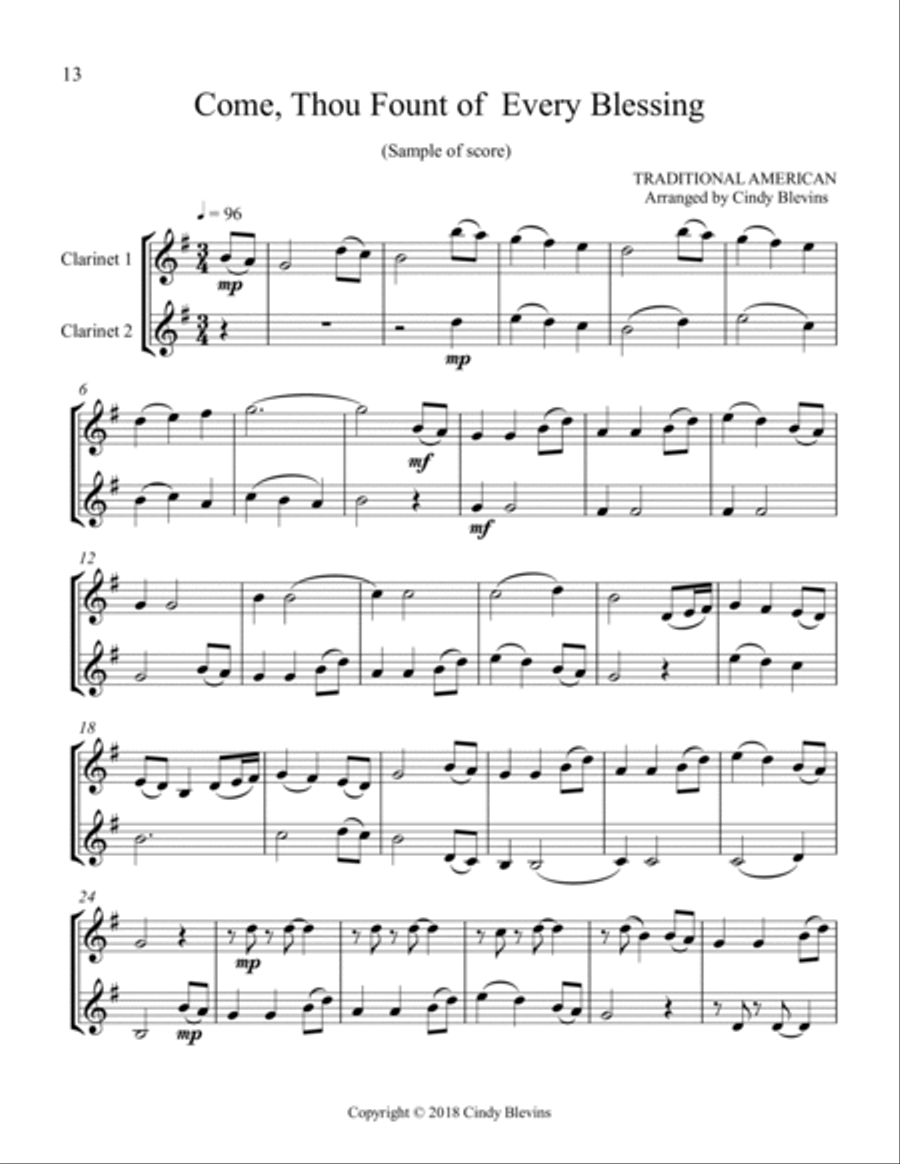 12 Favorite Hymns, Clarinet Duets Clarinet Duet scores gallery preview page 3