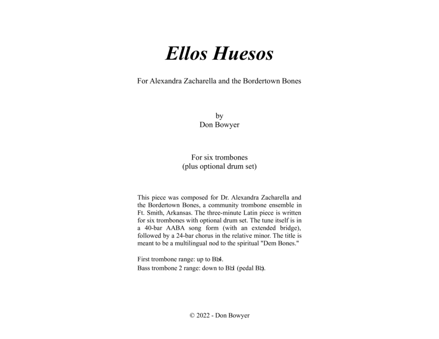 Ellos Huesos (Trombone Sextet + optional Drums)