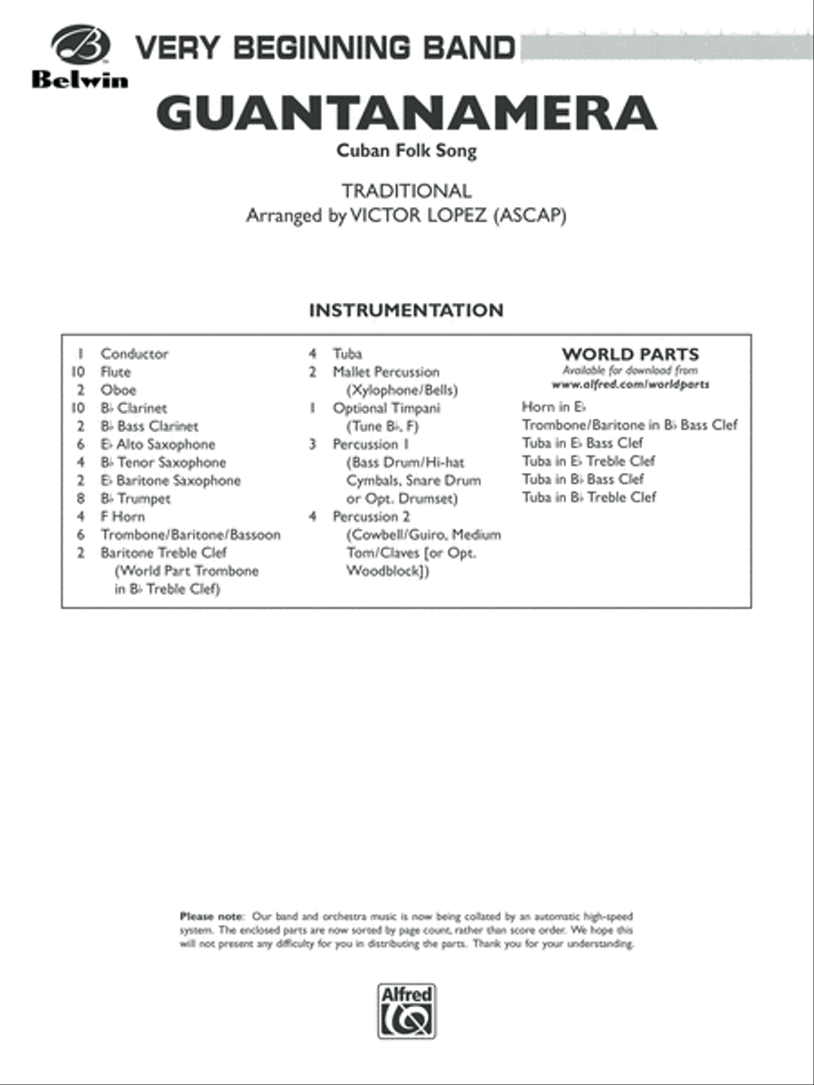 Guantanamera: Score Concert Band scores gallery preview page 1