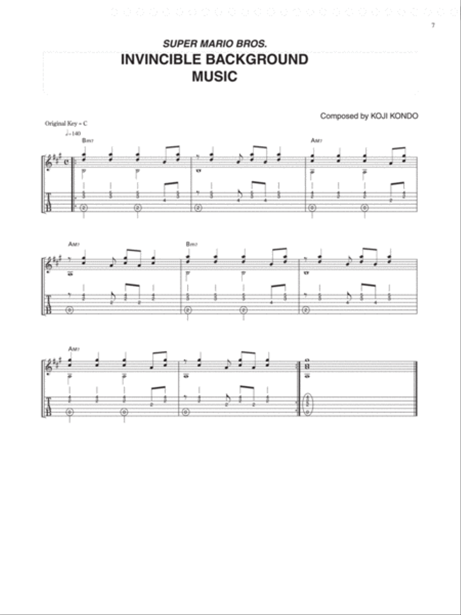 Super Mario Bros. Invincible Background Music Electric Guitar scores gallery preview page 1