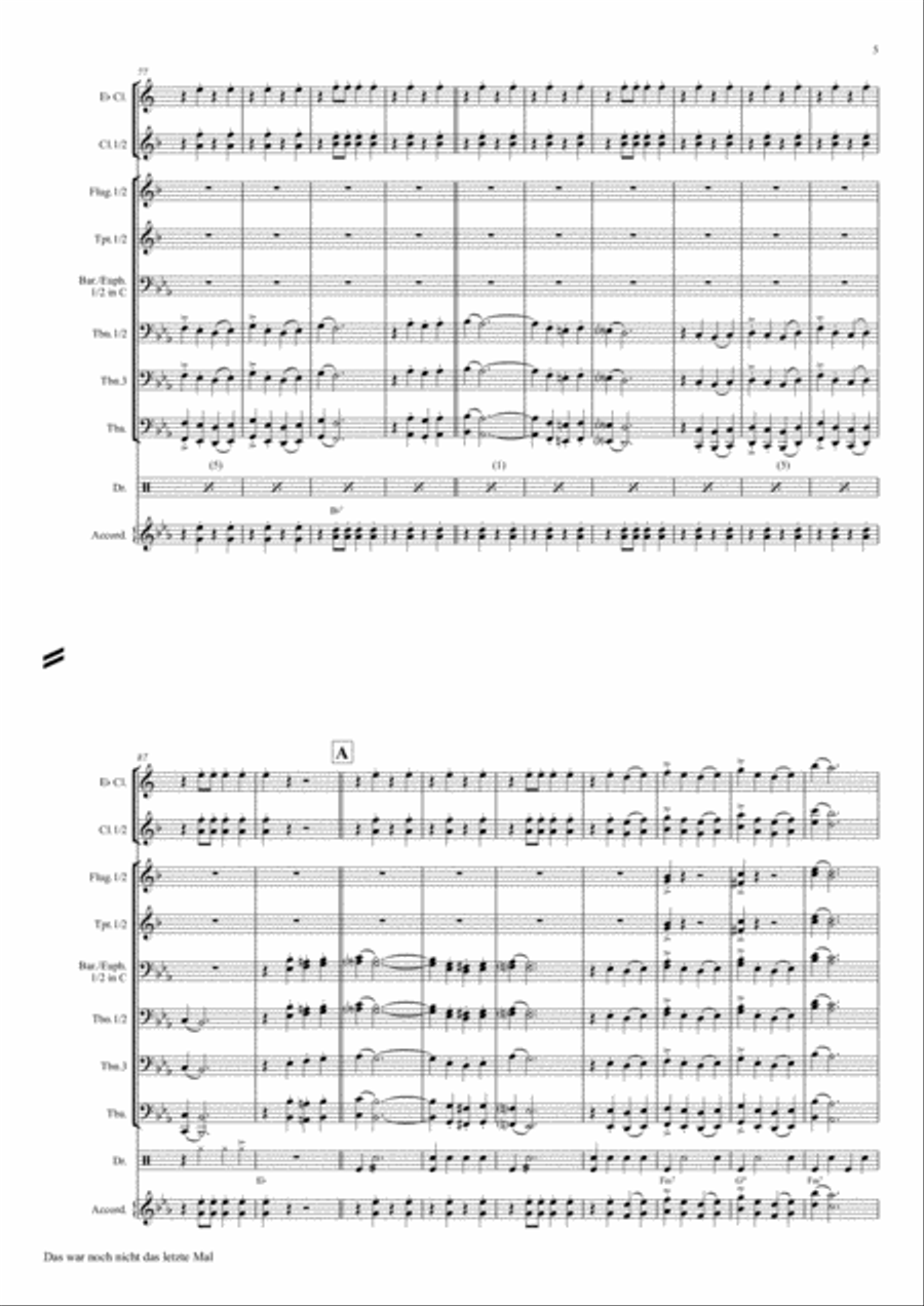 Das war noch nicht das letzte Mal - German Polka - Oktoberfest - German Band Clarinet scores gallery preview page 5