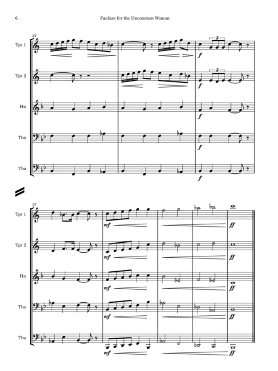 Fanfare for the Uncommon Woman Brass Ensemble scores gallery preview page 6