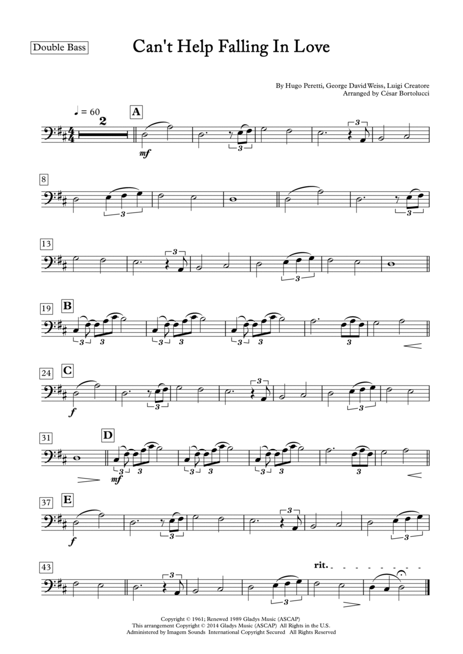 Can't Help Falling In Love Double Bass scores gallery preview page 1