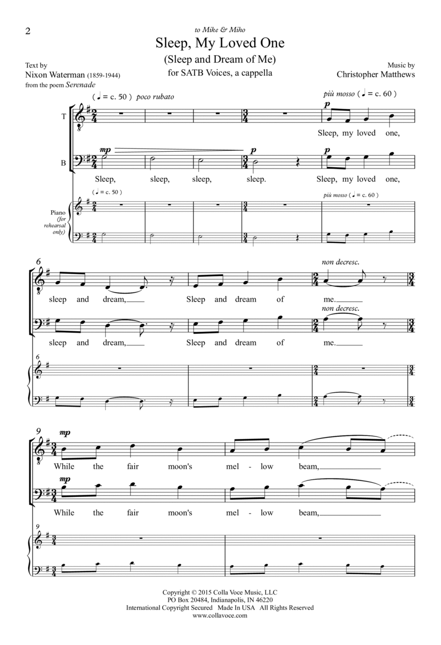 Sleep, My Loved One 4-Part scores gallery preview page 1