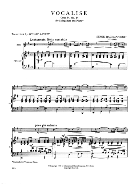 Vocalise, Opus 34, No. 14 (Solo Tuning)