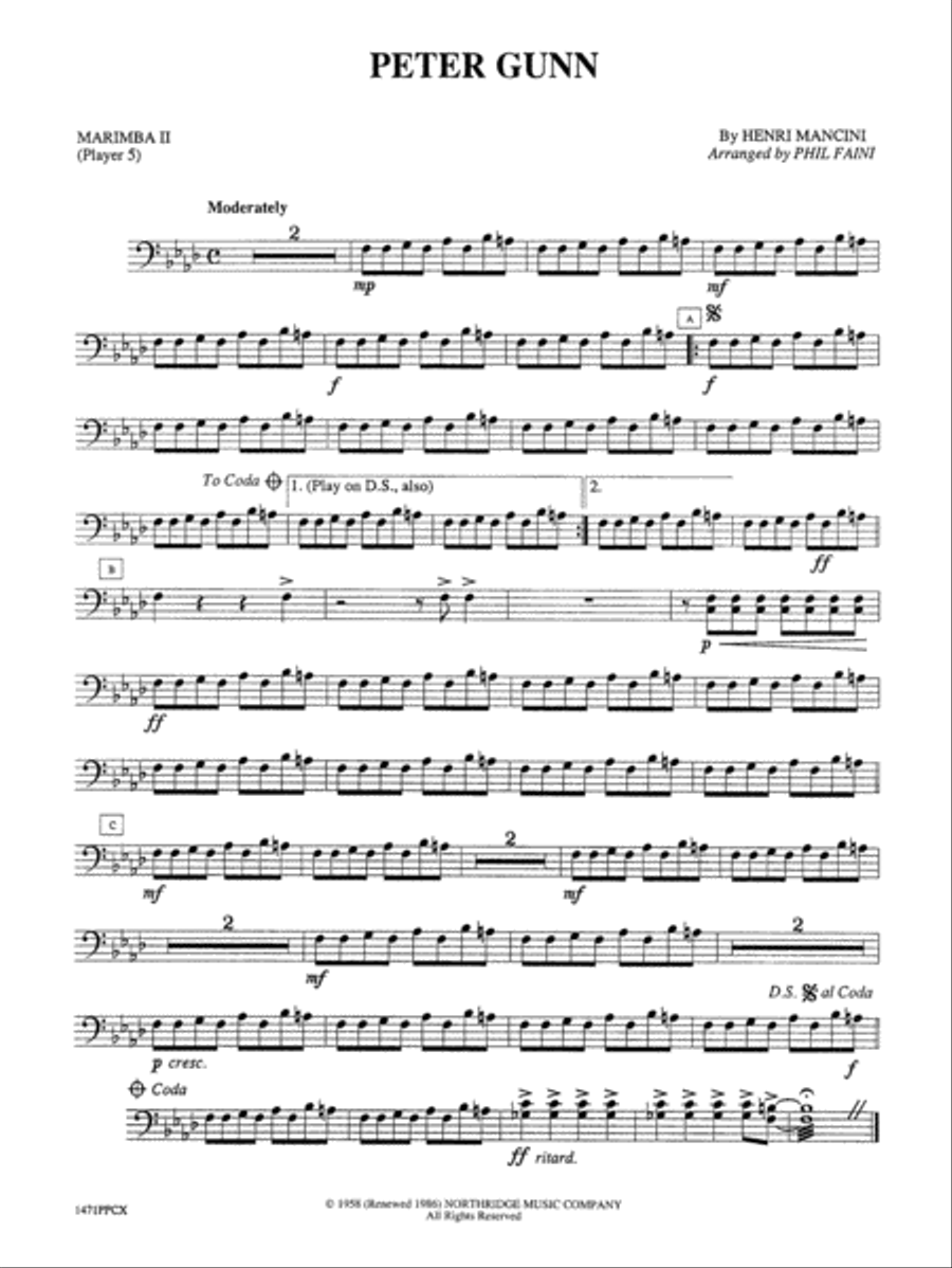 Peter Gunn: 2nd Mallet Percussion Percussion Ensemble scores gallery preview page 1