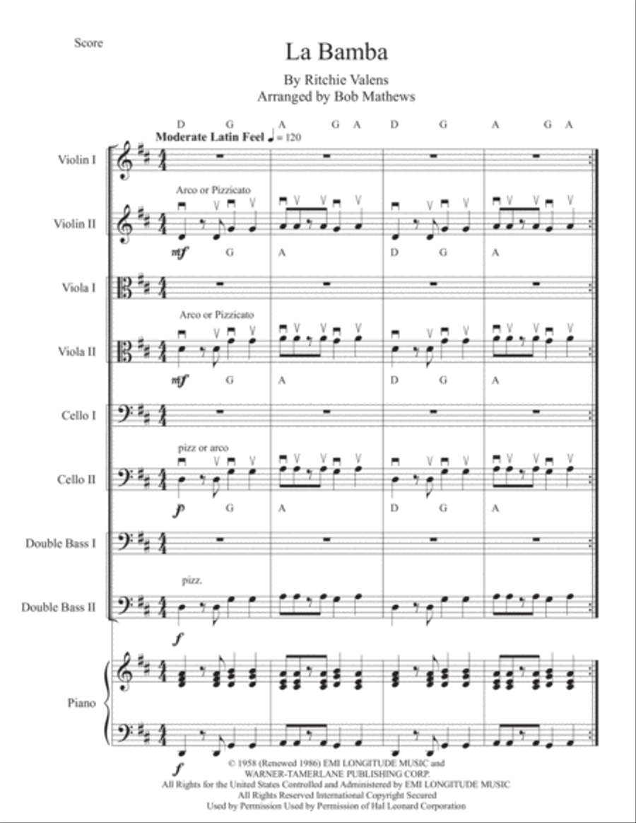 La Bamba Double Bass scores gallery preview page 1