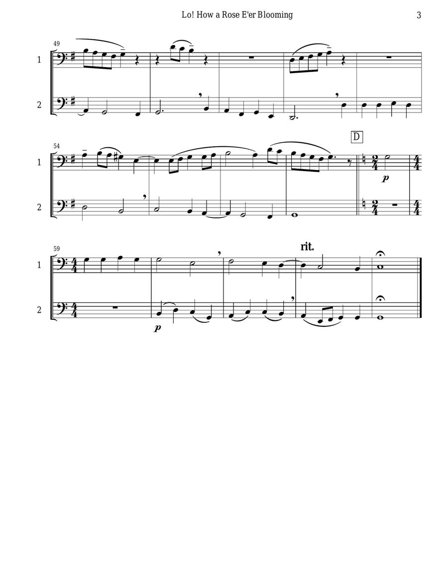 Lo! How a Rose E'er Blooming (Tuba Duet) Brass Duet scores gallery preview page 3