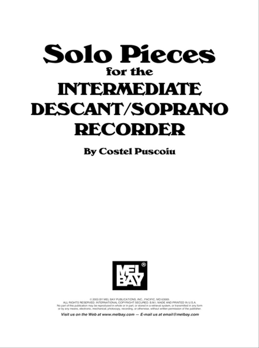 Solo Pieces for the Intermediate Descant/Soprano Recorder Soprano Recorder scores gallery preview page 2
