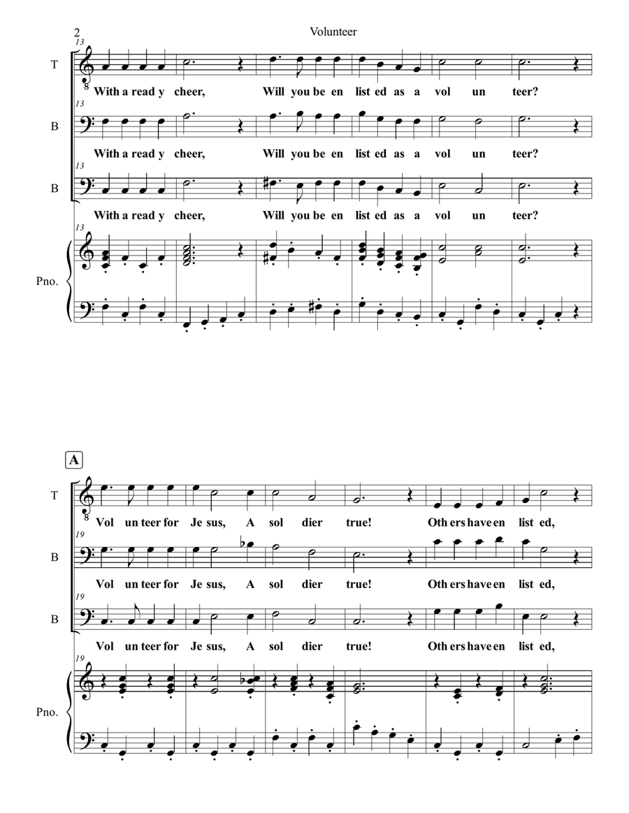 Volunteer for Jesus 3-Part scores gallery preview page 2