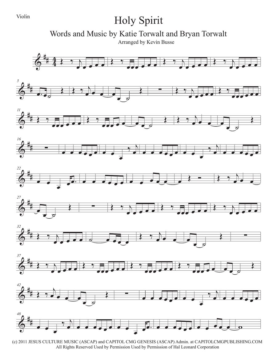Holy Spirit Holy Spirit Violin Solo scores gallery preview page 1