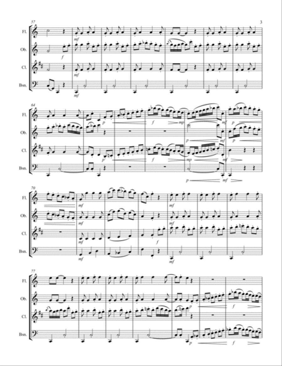 Boccherini - “Minuetto” (for Woodwind Quartet) Woodwind Quartet scores gallery preview page 4