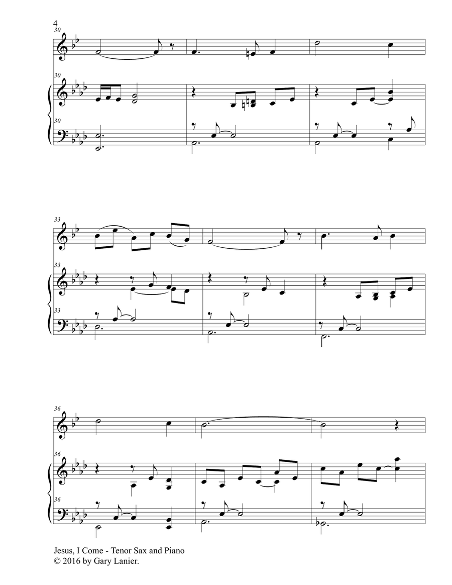 JESUS, I COME (Duet – Tenor Sax & Piano with Parts) Woodwind Duet scores gallery preview page 5