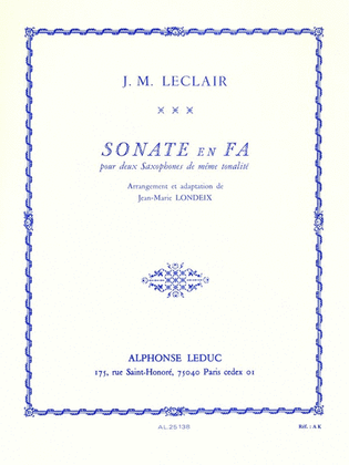 Book cover for Sonata In F (two Saxophones)