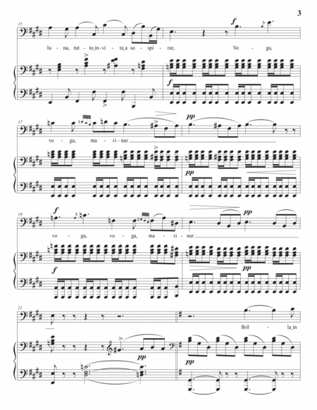 ROSSINI: La gita in gondola (transposed to E major, bass clef)