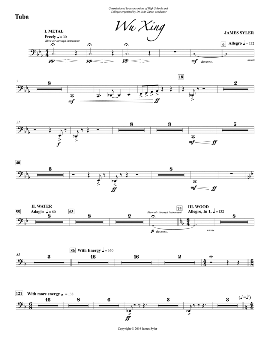 Wu Xing: Tuba Concert Band scores gallery preview page 1