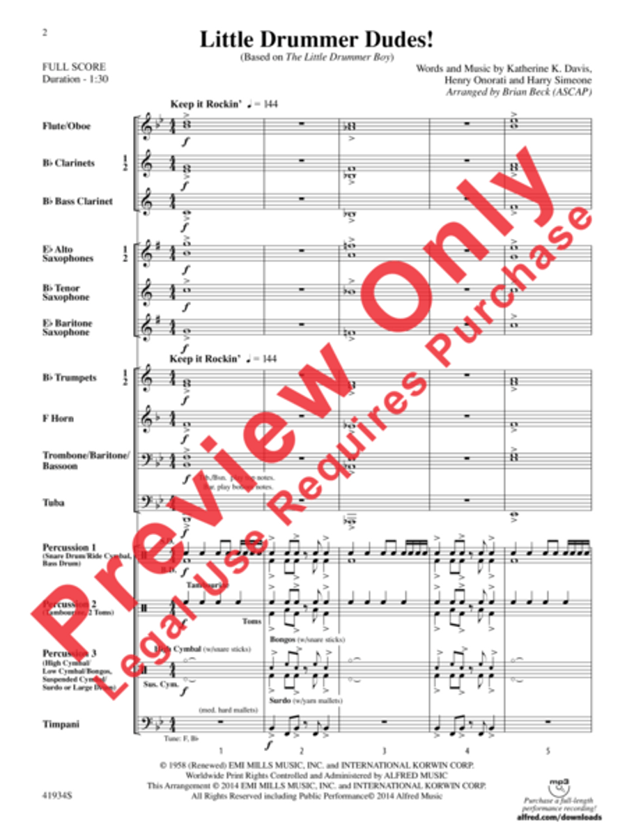 Little Drummer Dudes! Concert Band scores gallery preview page 3
