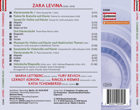 Levina: Piano Sonatas Nos. 1 & 2; Violin Sonata; Poeme; Canzonetta; Hebrew Rhapsody