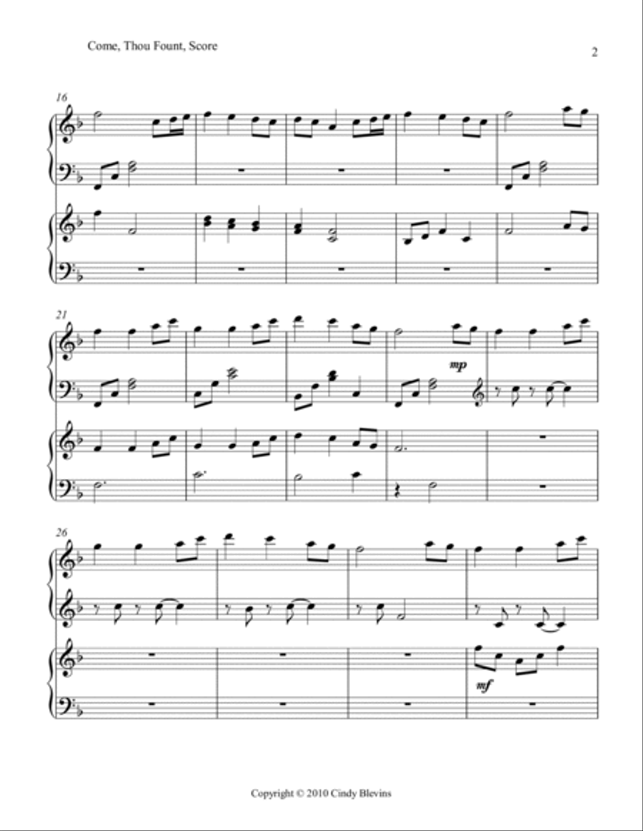 Come, Thou Fount of Every Blessing, for Harp Duet Harp scores gallery preview page 3