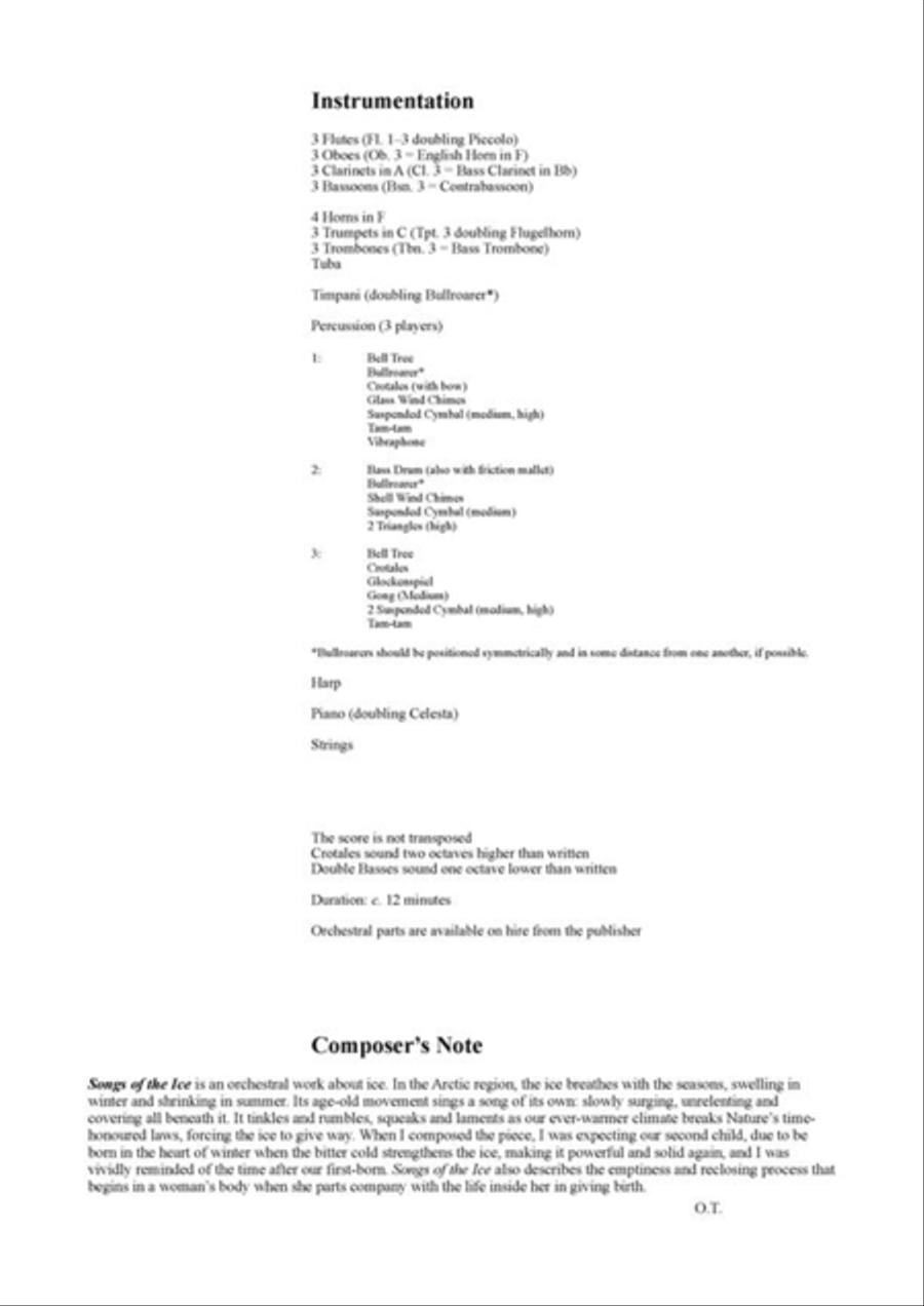 Songs Of The Ice (JÄÄN LAULUJA) Orchestra scores gallery preview page 3