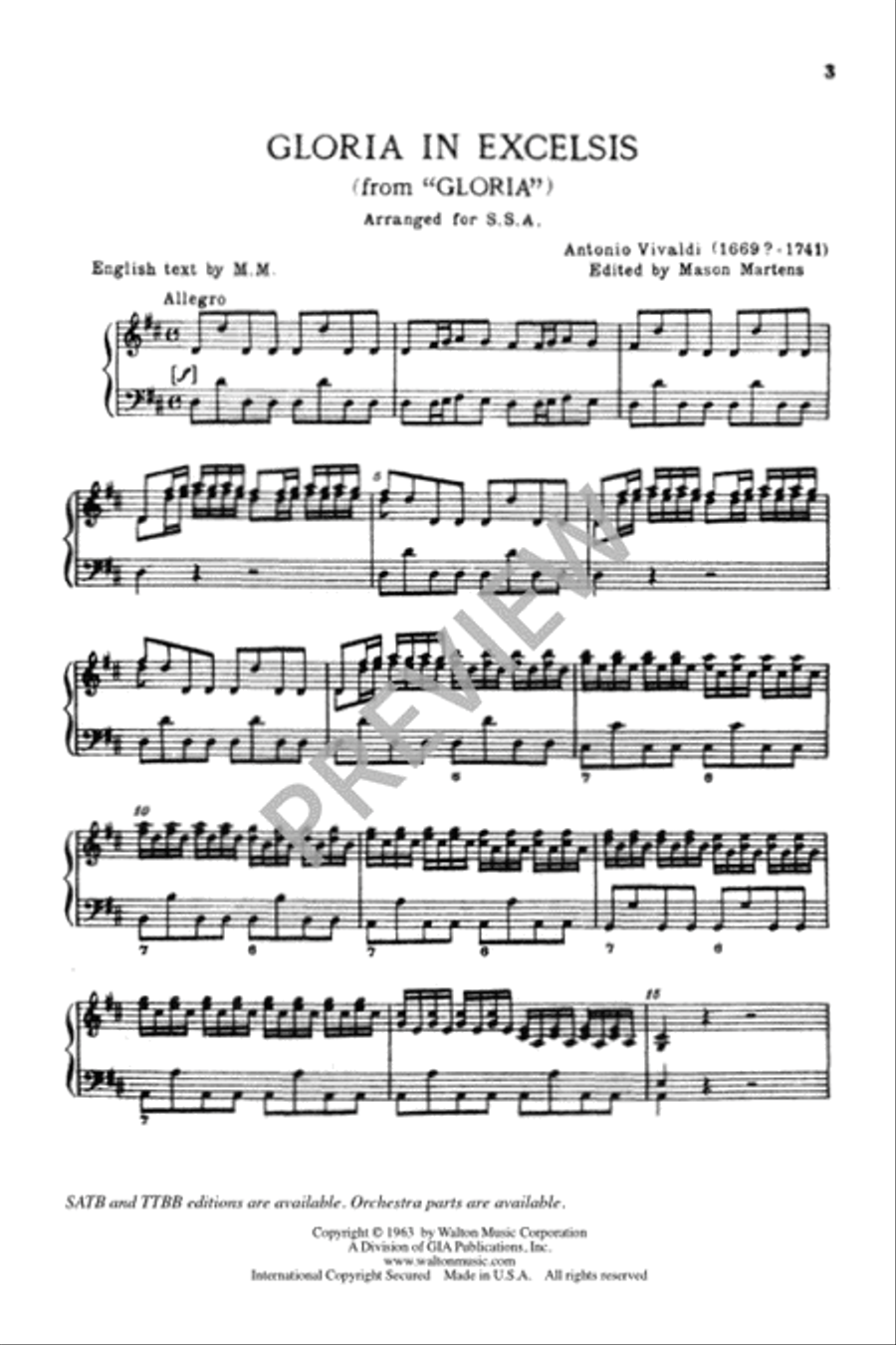Gloria in Excelsis - SSA SSA scores gallery preview page 3
