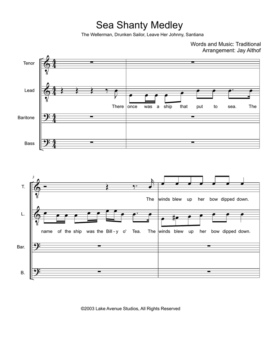 Sea Shanty Medley TTBB scores gallery preview page 1