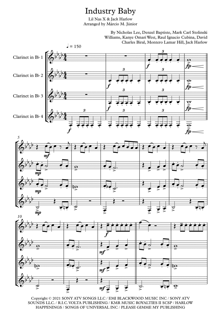 Industry Baby Woodwind Quartet scores gallery preview page 1