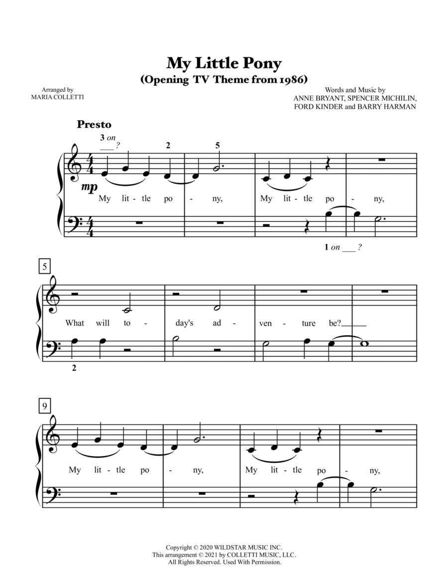 My Little Pony N Friends Easy Piano scores gallery preview page 1