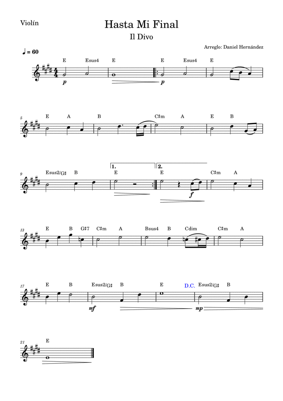 Hasta Mi Final Violin Solo scores gallery preview page 1