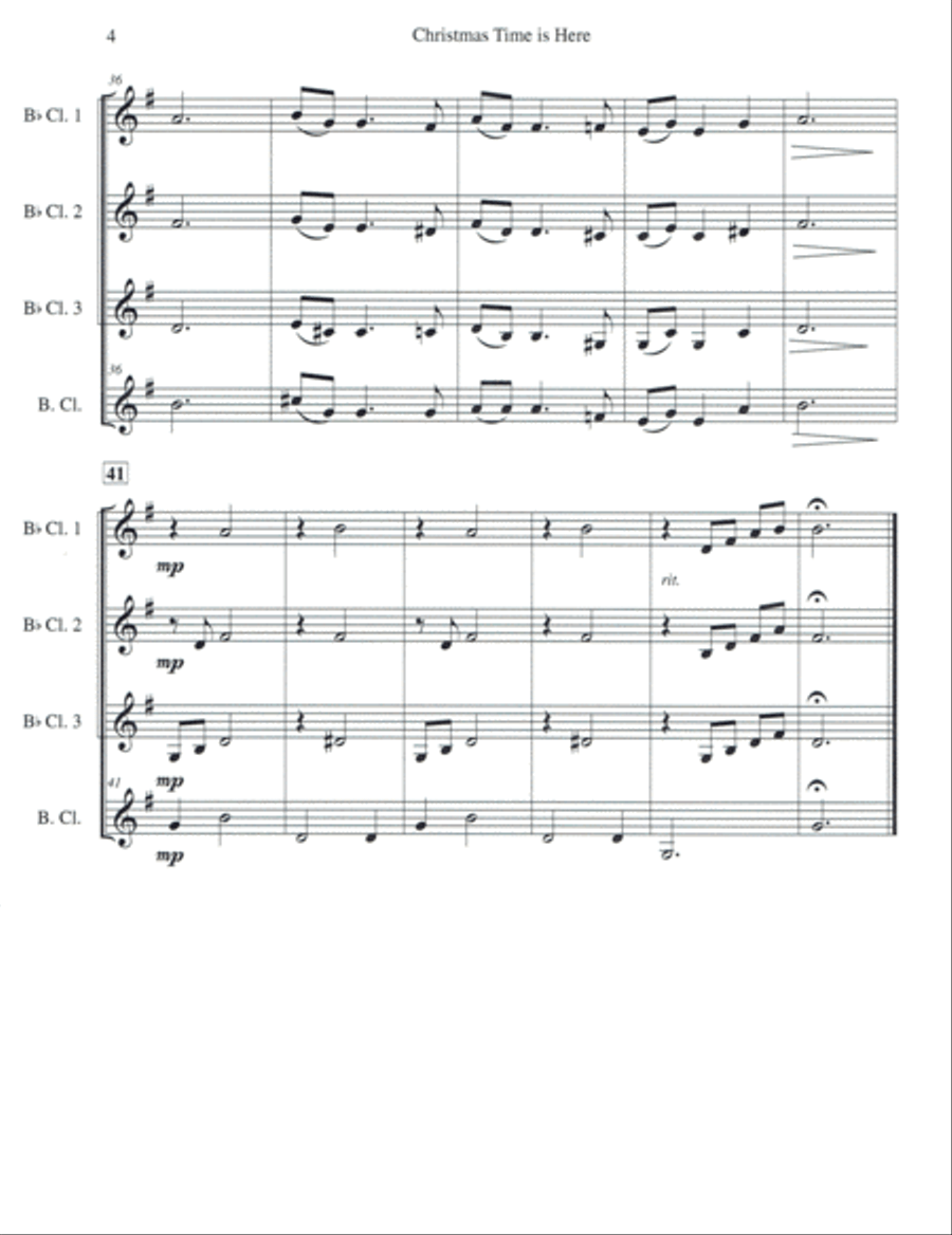 Christmas Time Is Here Woodwind Quartet scores gallery preview page 4