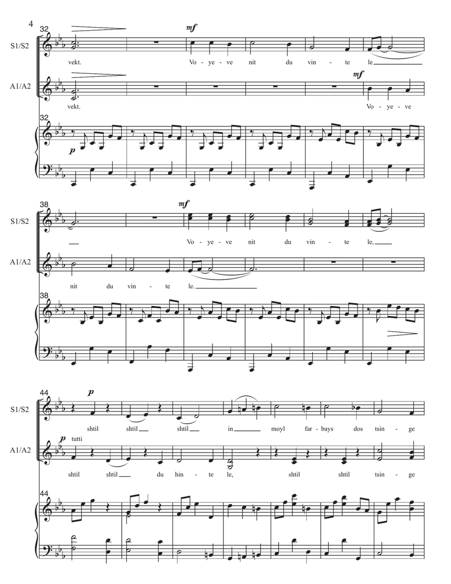 Lost Lullabies - SSAA choir with piano, Holocaust children survivors SSAA scores gallery preview page 4