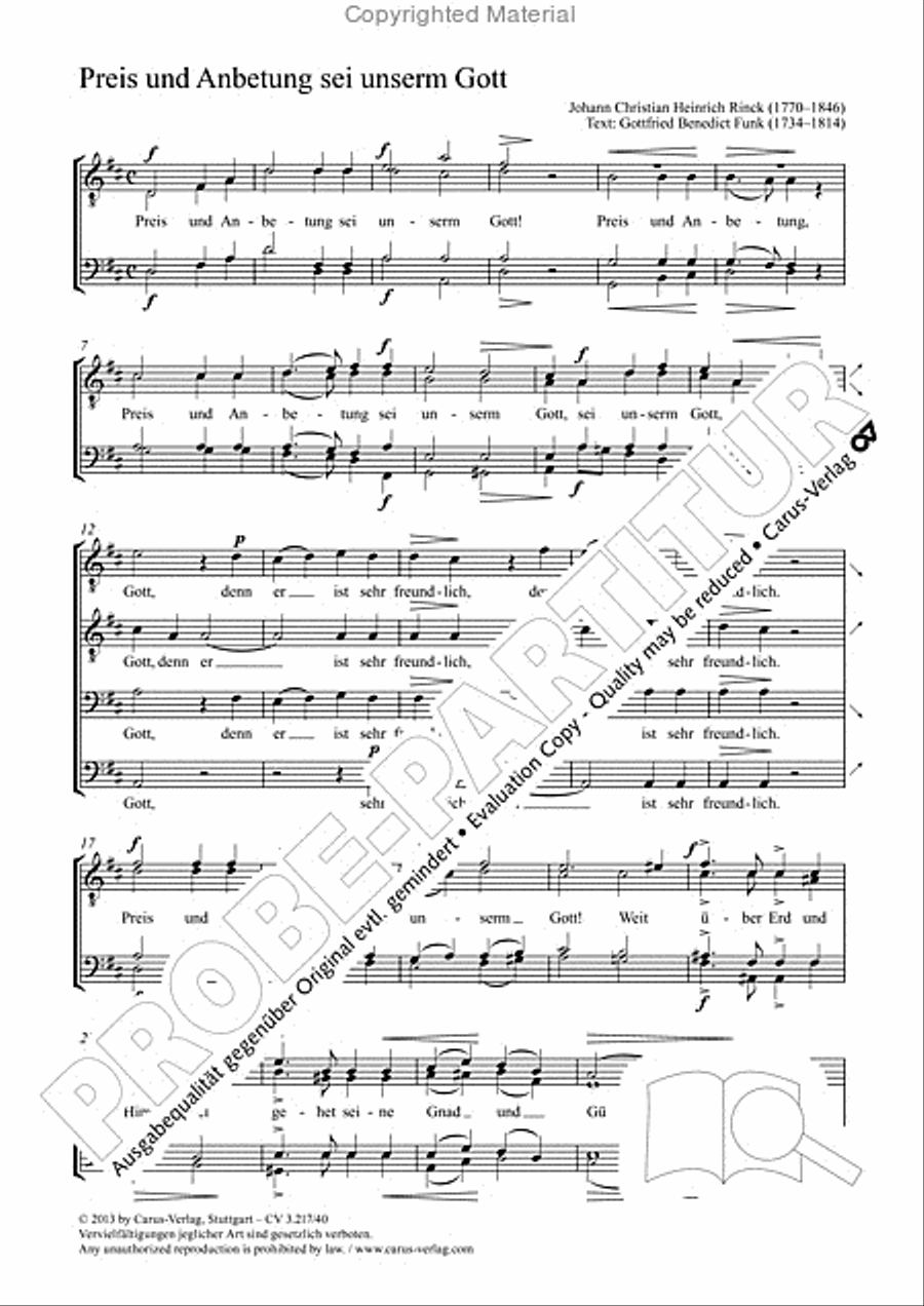 Preis und Anbetung sein unserem Gott Choir scores gallery preview page 2