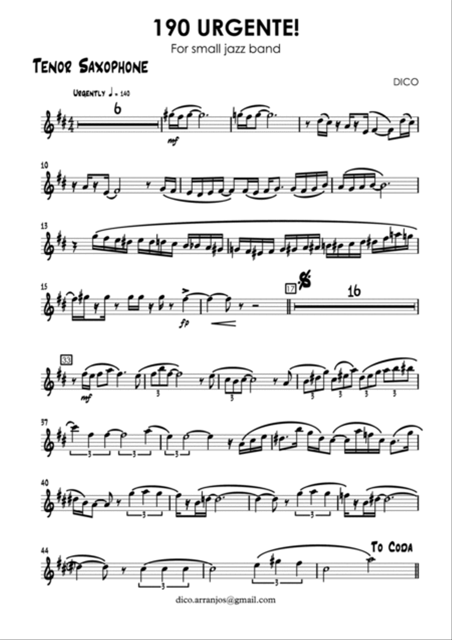190, URGENTE! 190, URGENTE! Jazz Ensemble scores gallery preview page 3