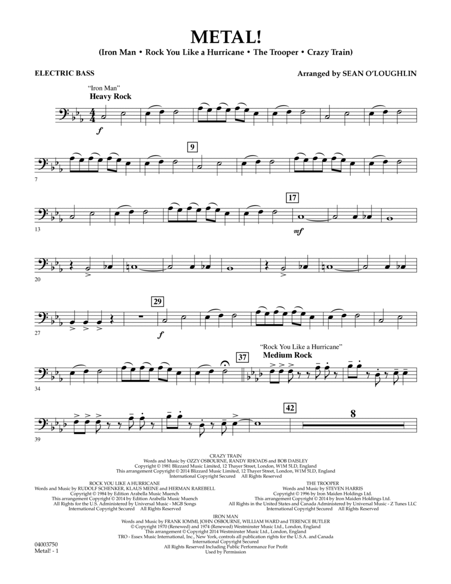 Metal! - Electric Bass Concert Band scores gallery preview page 1