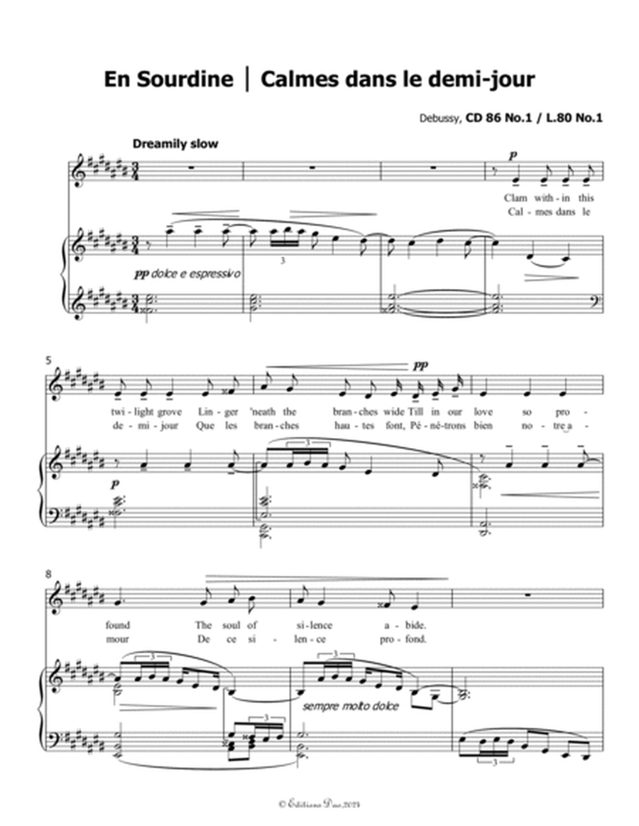 En Sourdine, by Debussy, CD 86 No.1, in a sharp minor