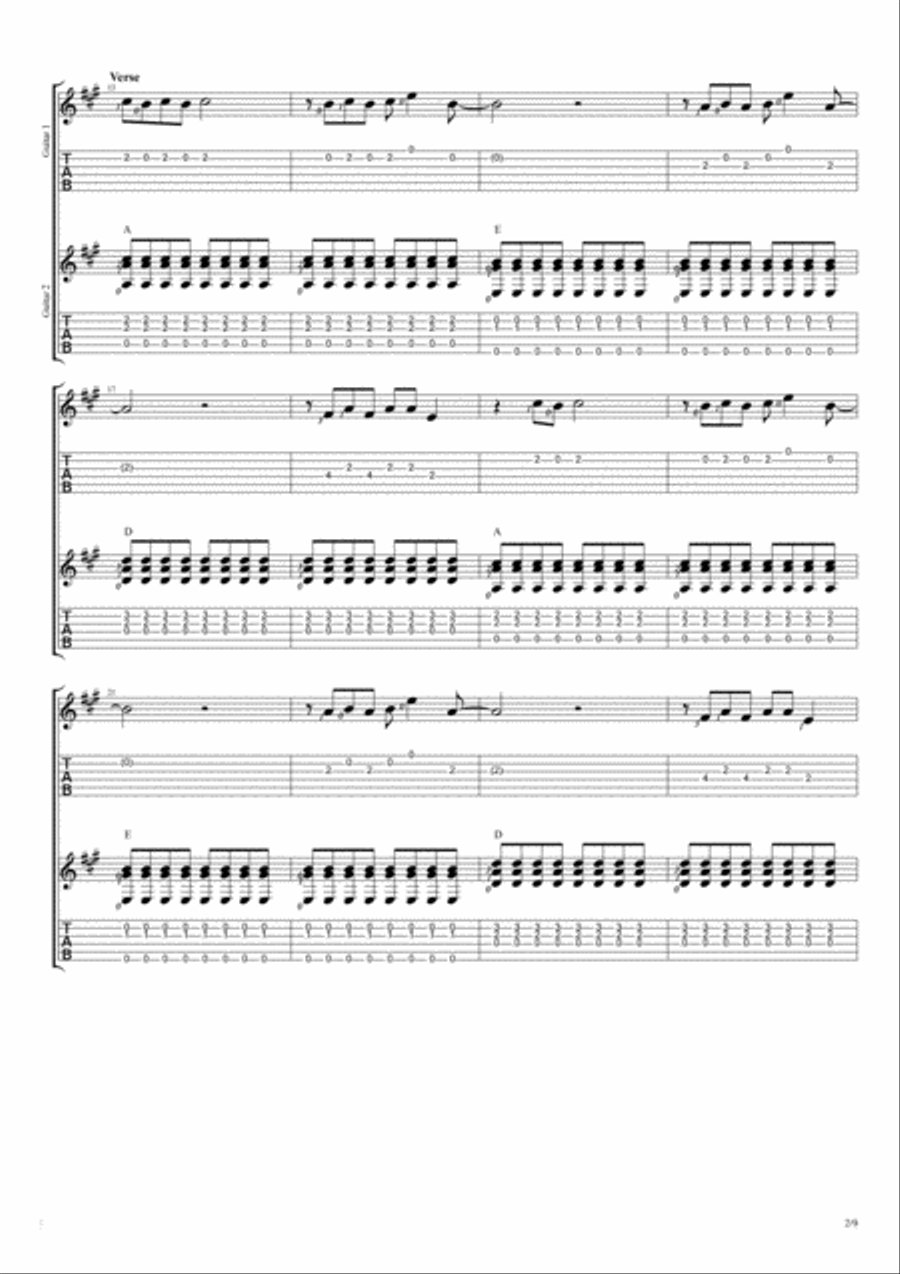 Yellow Guitar Tablature scores gallery preview page 2