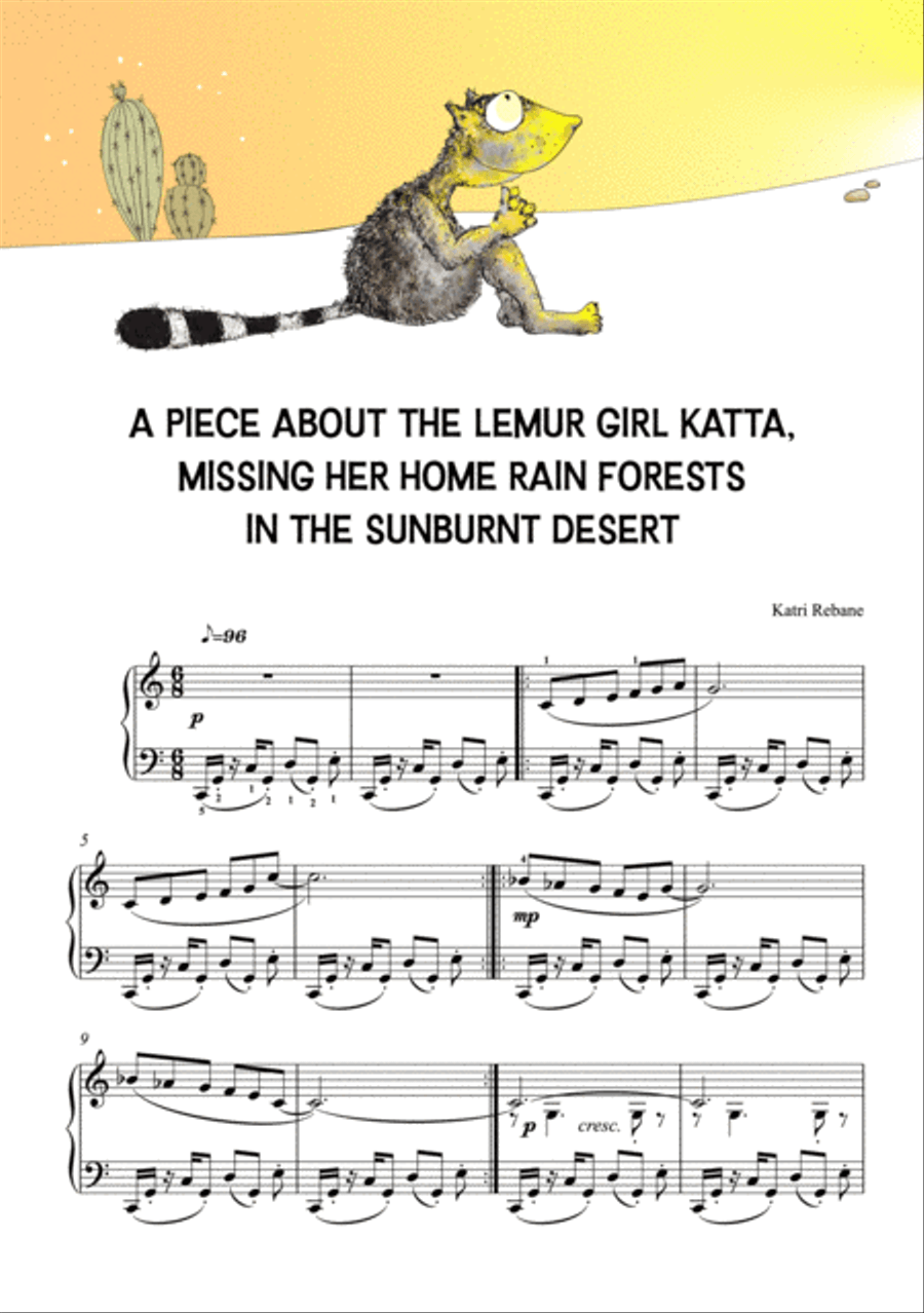 Piano Creatures. A Piece About the Lemur Girl Katta Easy Piano scores gallery preview page 2