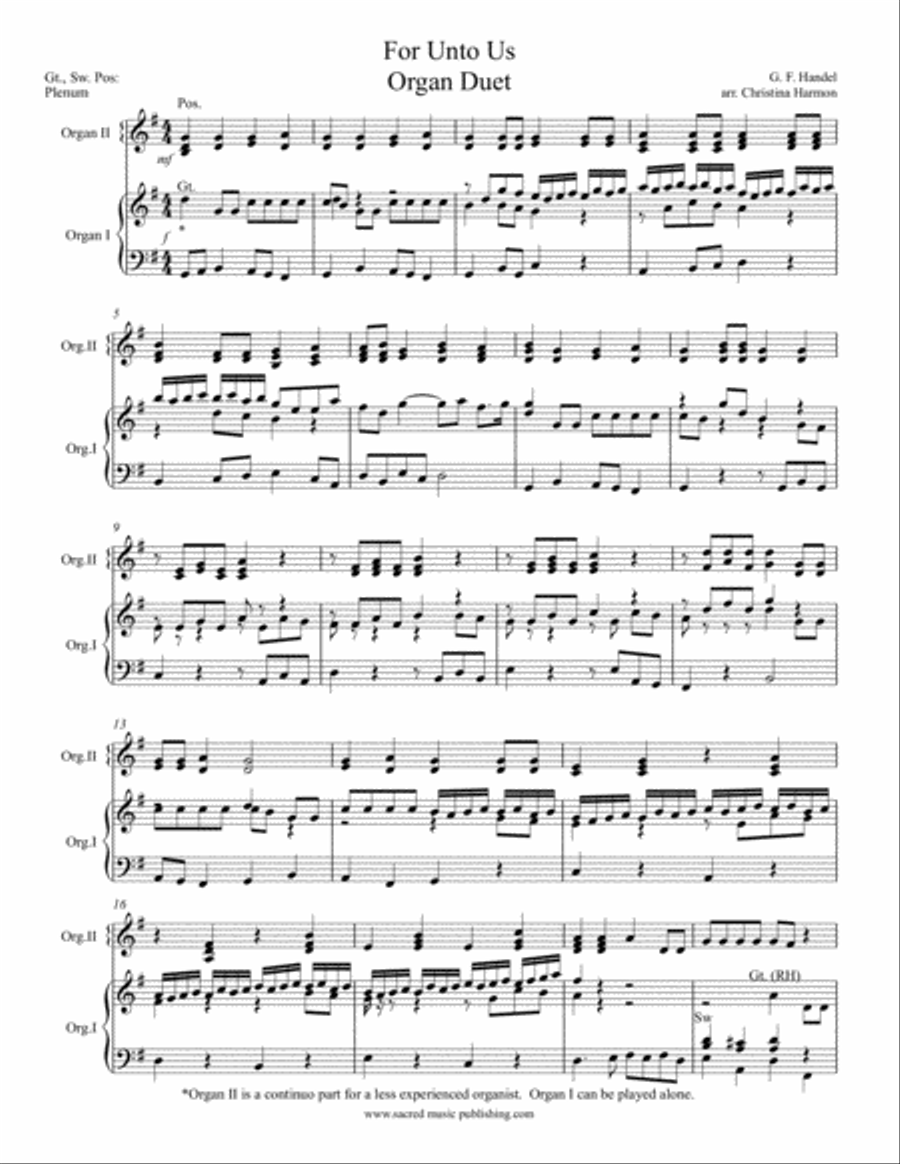 For Unto Us A Child Is Born – Organ Duet image number null